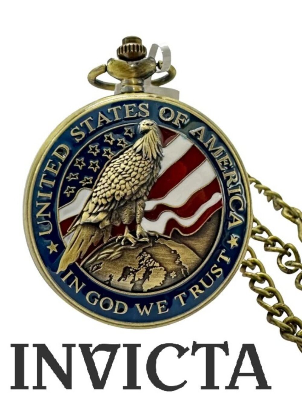 $199 Invicta Vintage Americana Bronze 47mm Pocket Watch 49008 NIB